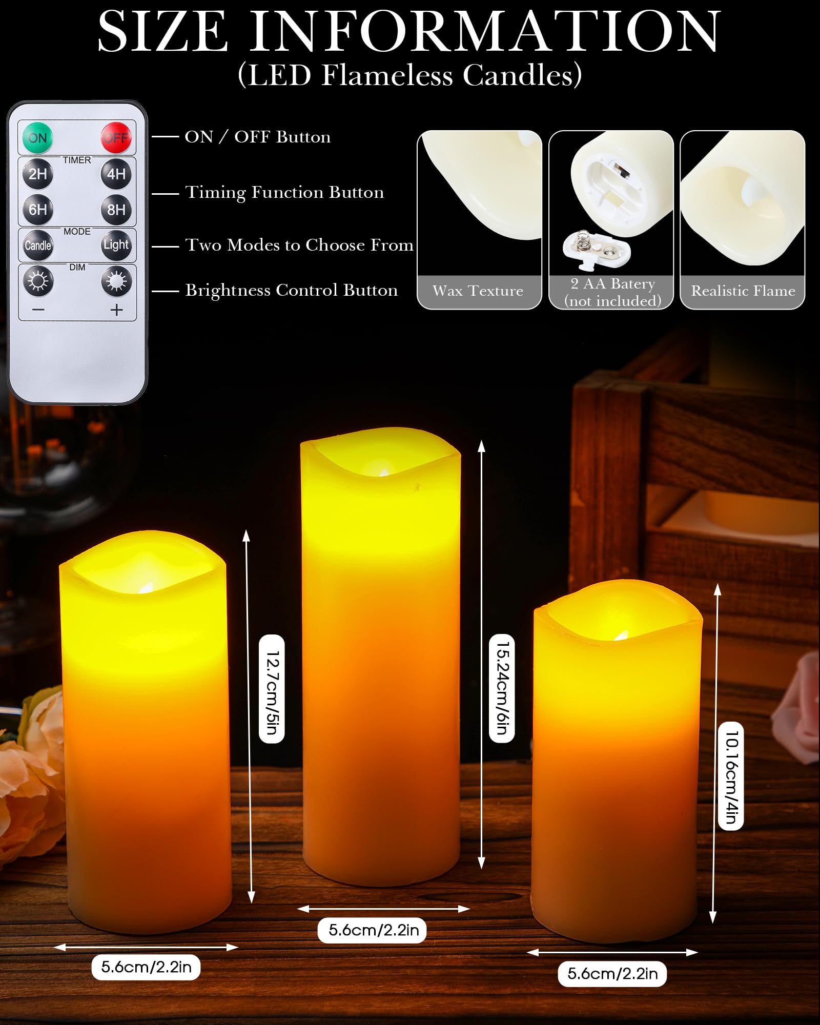 VIHOSE 72 Pcs Christmas Flameless Candles Bulk Color Changing Flameless Pillar Candles Bulk LED