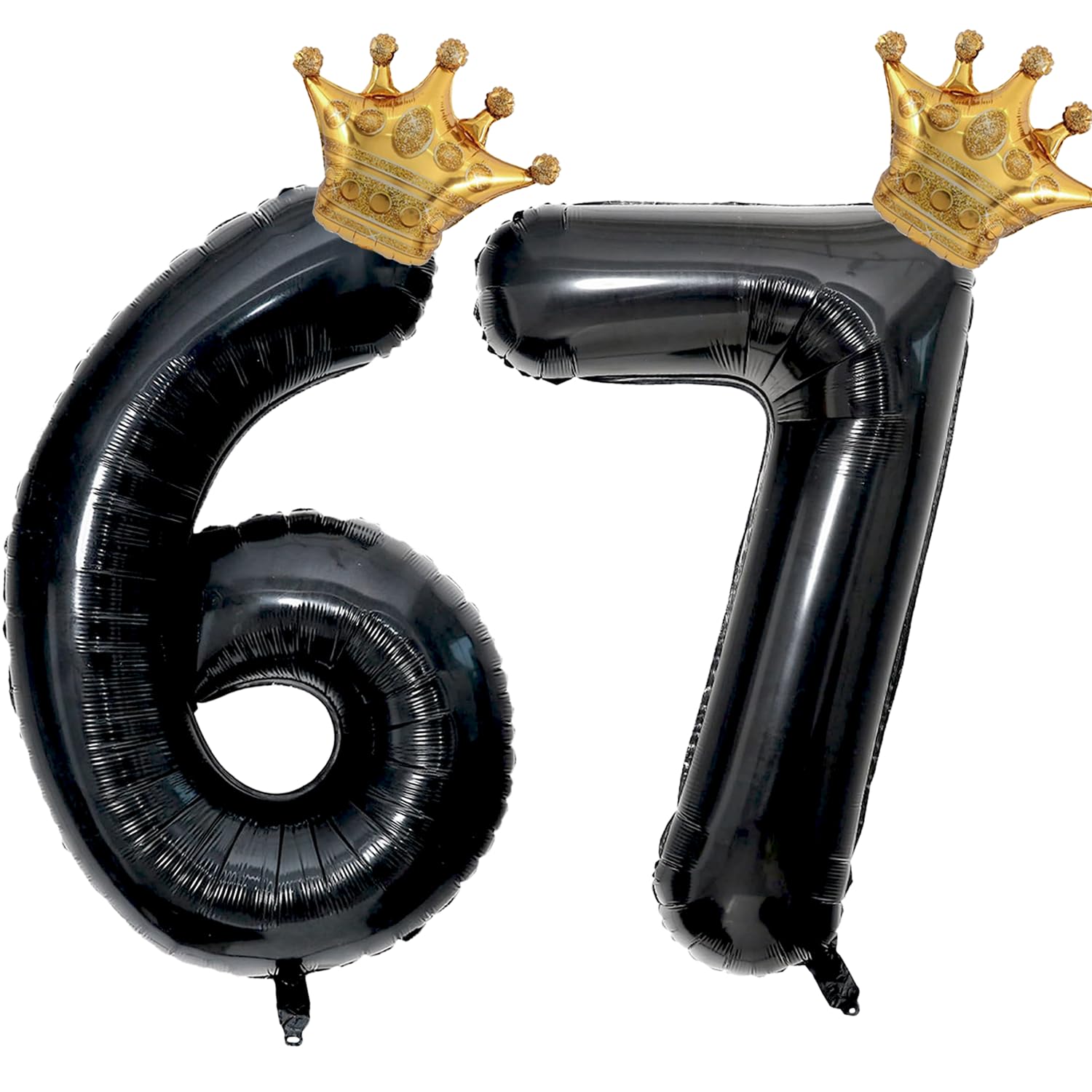 40 inch Large Black 67 Balloon Number with Gold Crown Balloons 67th Birthday Big Foil Mylar Helium Balloon for Women Man 67th Birthday Anniversary Decorations Supplies Favors(Number 67 Balloons）
