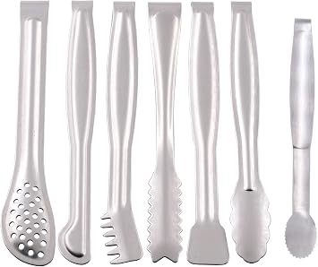 HINMAY Small Serving Tongs Set 6-Inch Appetizer Tongs Stainless Steel Mini Tongs, Set of 6