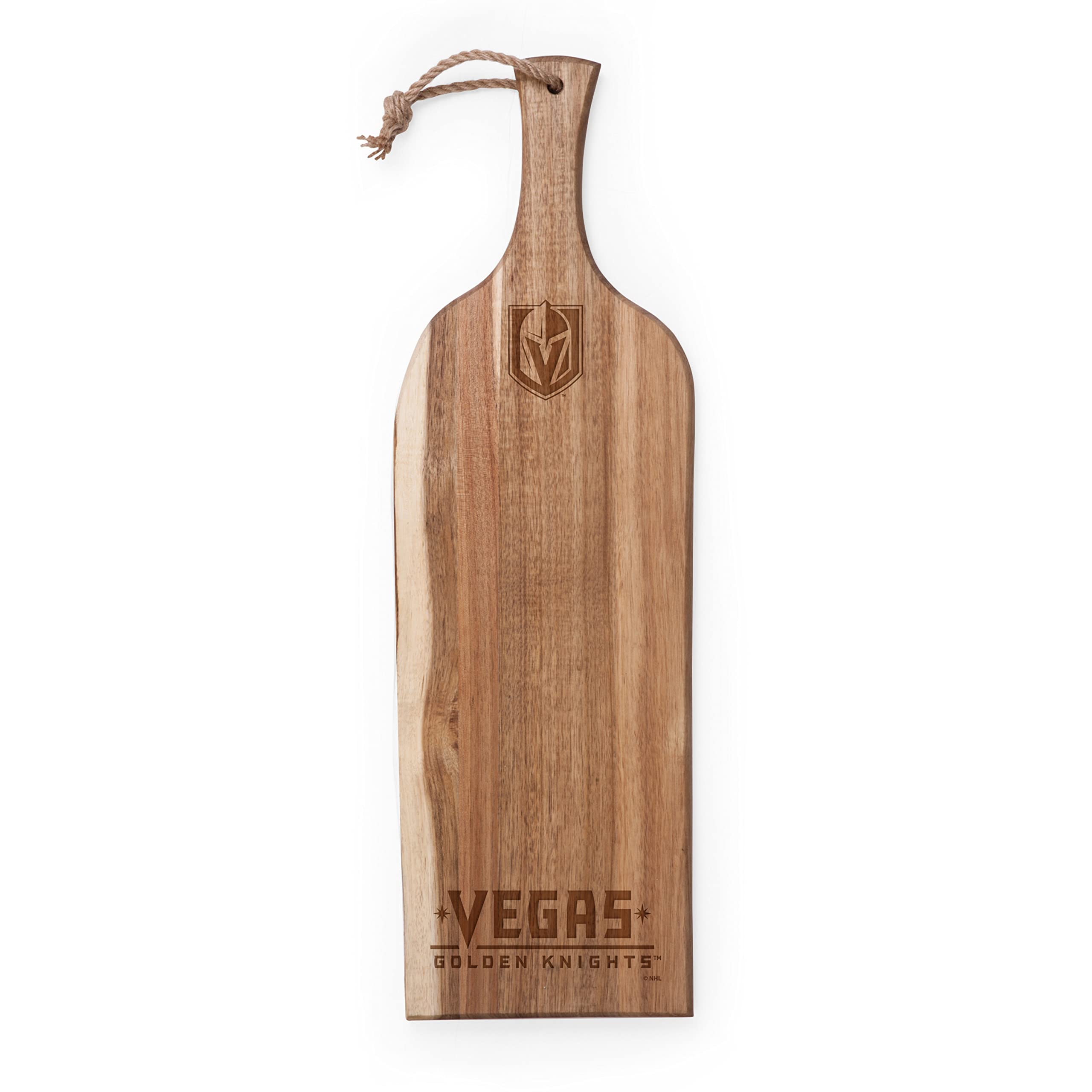 PICNIC TIME NHL Vegas Golden Knights Artisan 24" Acacia Charcuterie Board with Raw Wood Edge - Cheese Board - Serving Platter