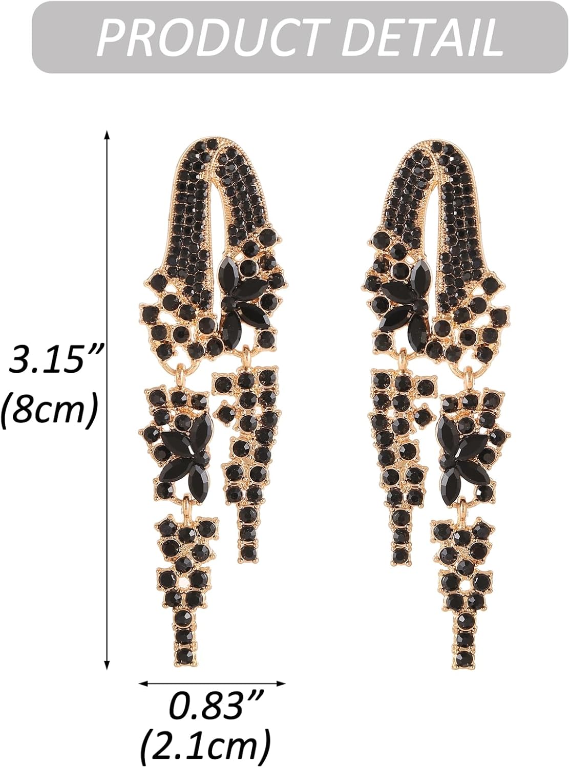 Long Rhinestone Dangle Wedding Earrings for Women Brides Bridesmaids Sparkly Crystal Drop Statement Earrings for Wedding Prom Pageant - Image 7