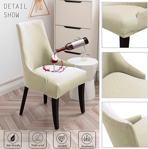 Miniatura 6 de KELUINA - Fundas elásticas para silla con respaldo de alas geométricas rómbicas Funda protectora reutilizable para silla de brazos, fundas