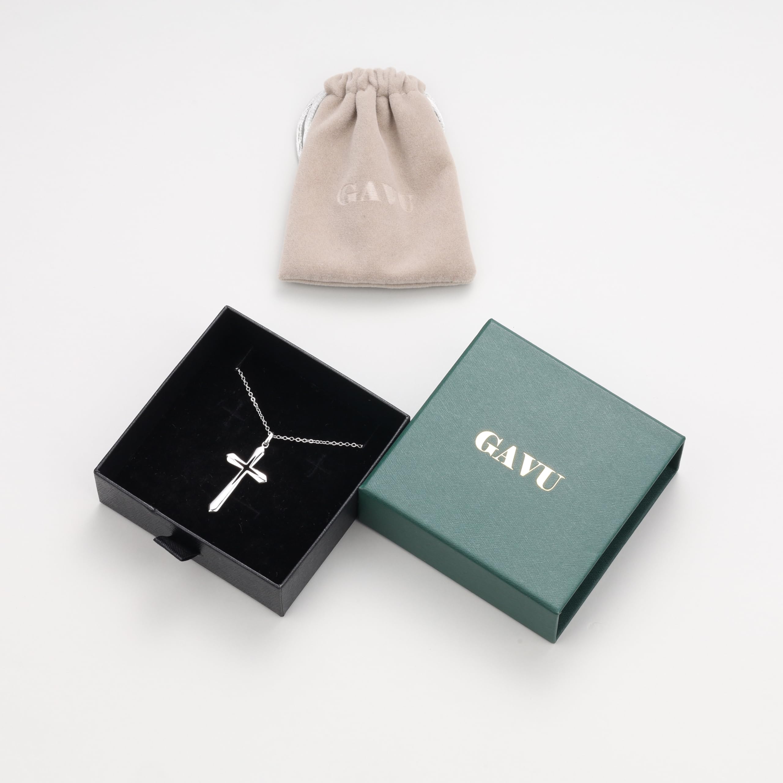 GAVU Collier Croix Argent 925 Femme, Collier Confirmation