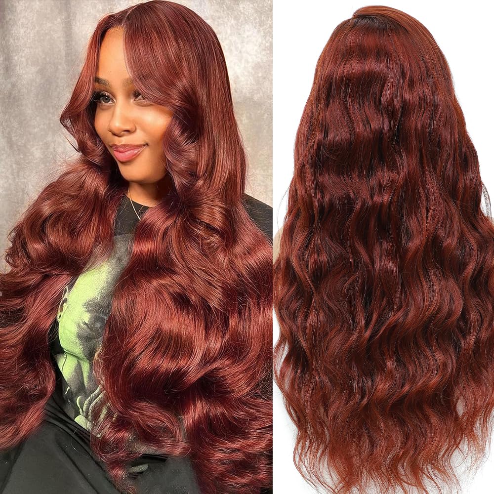 Reddish Brown Lace Front Wigs Human Hair Pre Plucked Body Wave Human Hair Wig 200 Density Glueless Wigs Human Hair 13x4 HD Lace Frontal Wigs Human Hair For Women 24 Inch