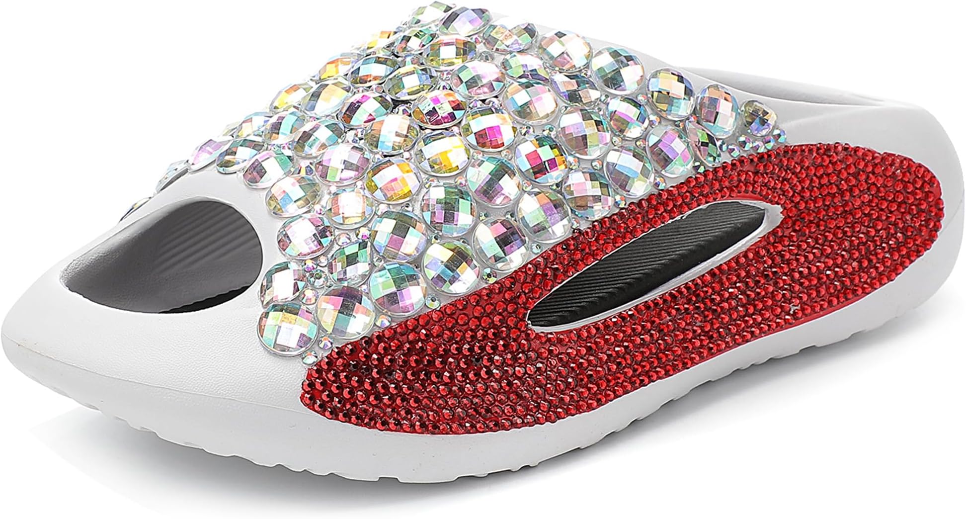 Hanfike Womens Casual Fashion Slide Mules with Rhinestone Closed Toe Comfort Flats
