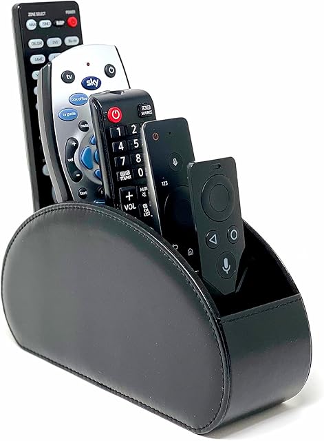 Super and Social - Remote Control Holder/Storage Caddy, Desk Organiser | 5 Compartments Ideal For TV, Blu-ray, DVD, Media Streamer Remotes.