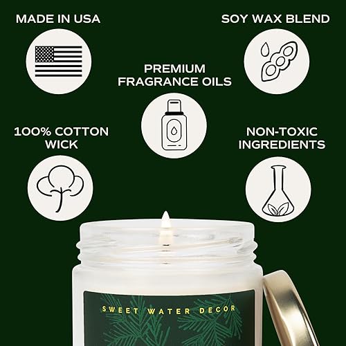 Miniatura 7 de Sweet Water Decor Christmas Tree Candle  Spruce, Pine Needles and Evergreen Candles Scented Soy Candles for Home  Christmas Candle Gold Foil Pattern