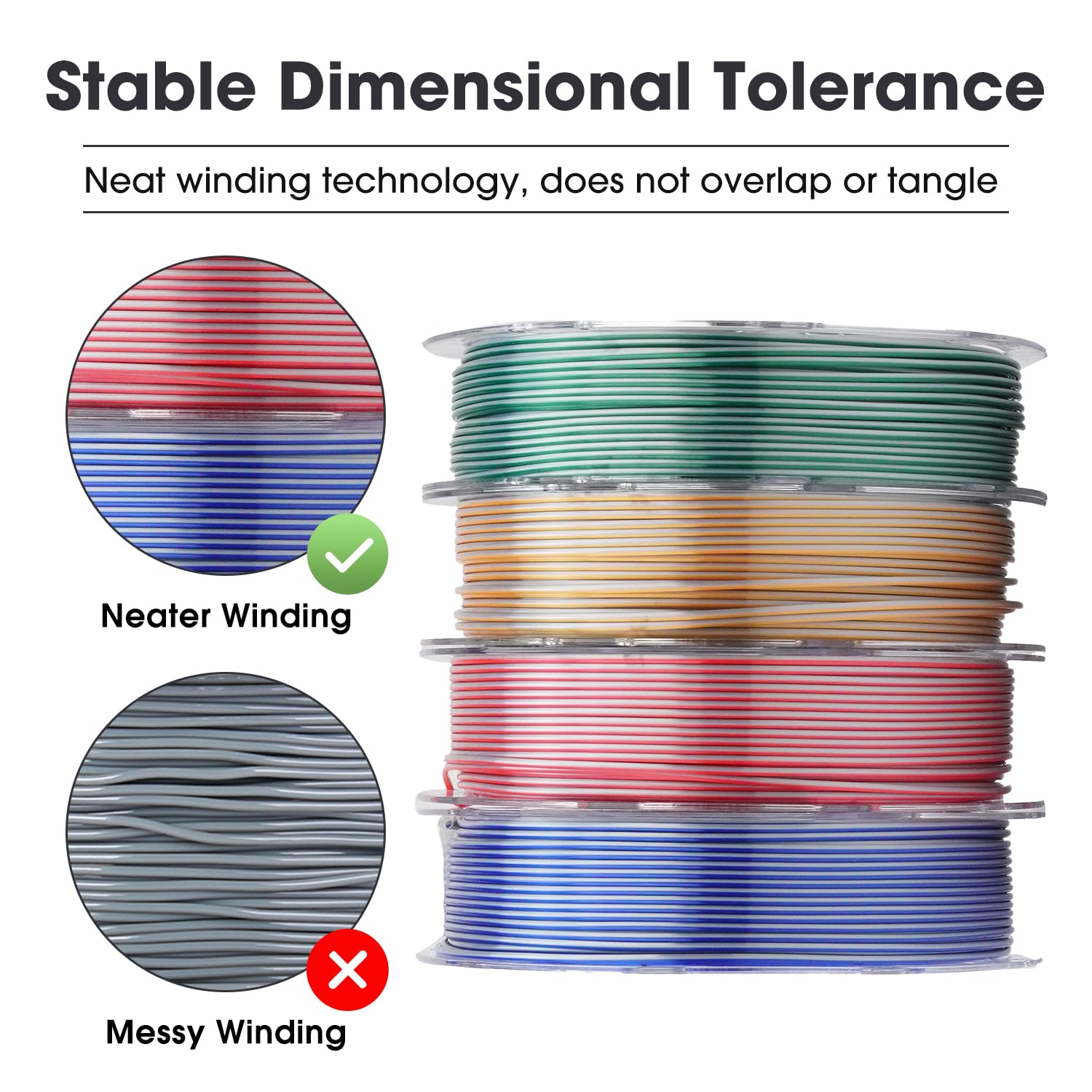 eSUN Silk Dual-Color PLA Filament 1.75mm Bundle, Filamento per stampa 3D coestrusione Silk Magic PLA, 200g*4 bobine per stampanti 3D, Rosso Argento+Blu Argento+Oro Argento+Verde Argento