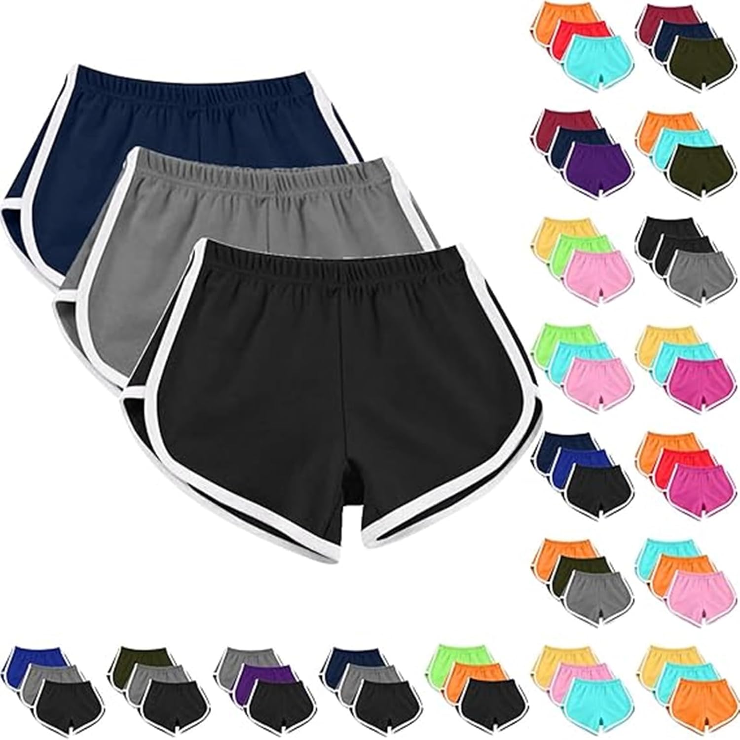 3 Pack Shorts for Women Summer Casual High Waisted Dolphin Workout Gym Running Athletic Sports Shorts Lounge