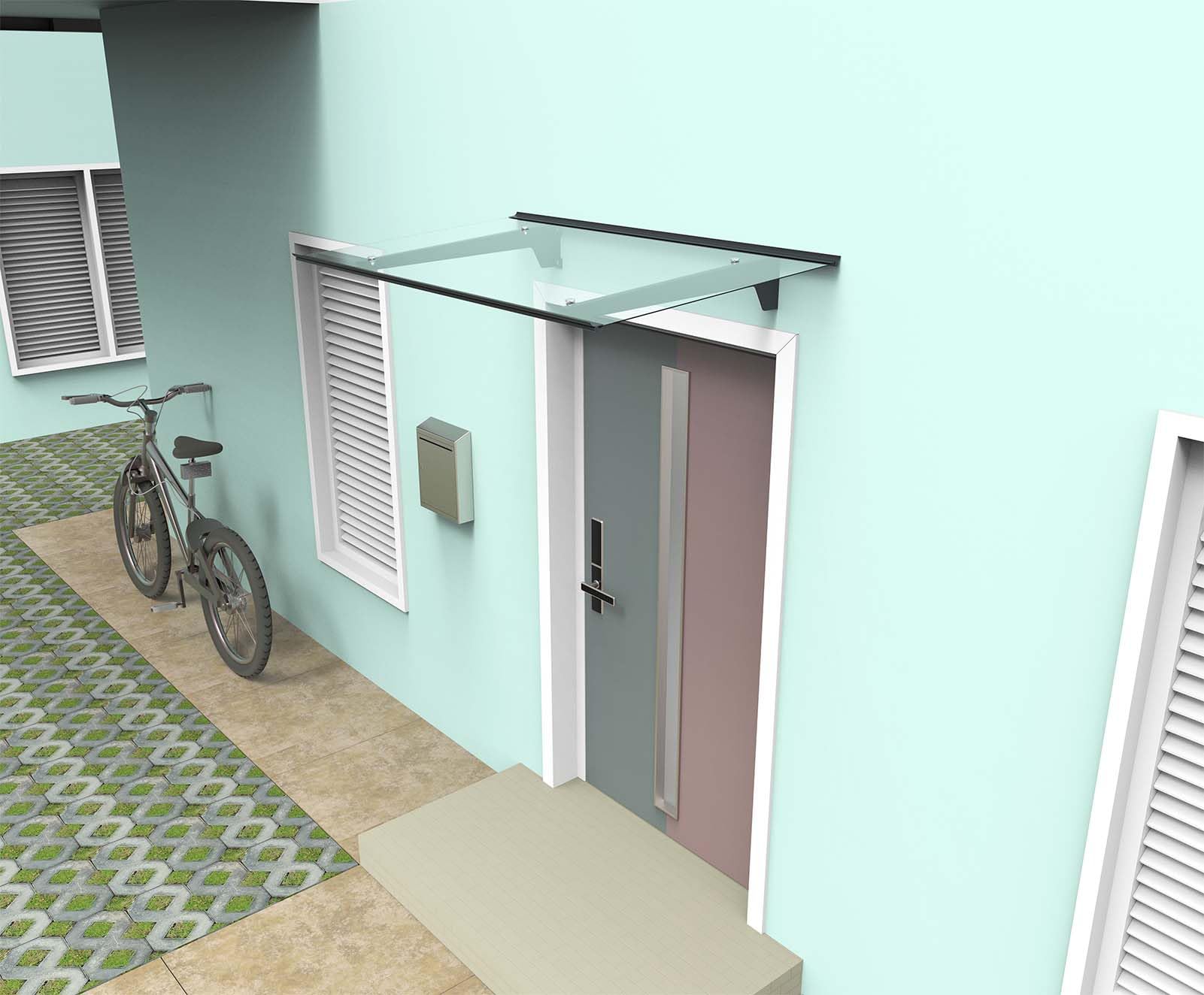 Schartec Aluminium-Vordach T1400 Aluminium-Vordach als Eingangsvordach, Haustürvordach, Eingangsüberdachung, Hauseingangsdach mit edlem Design