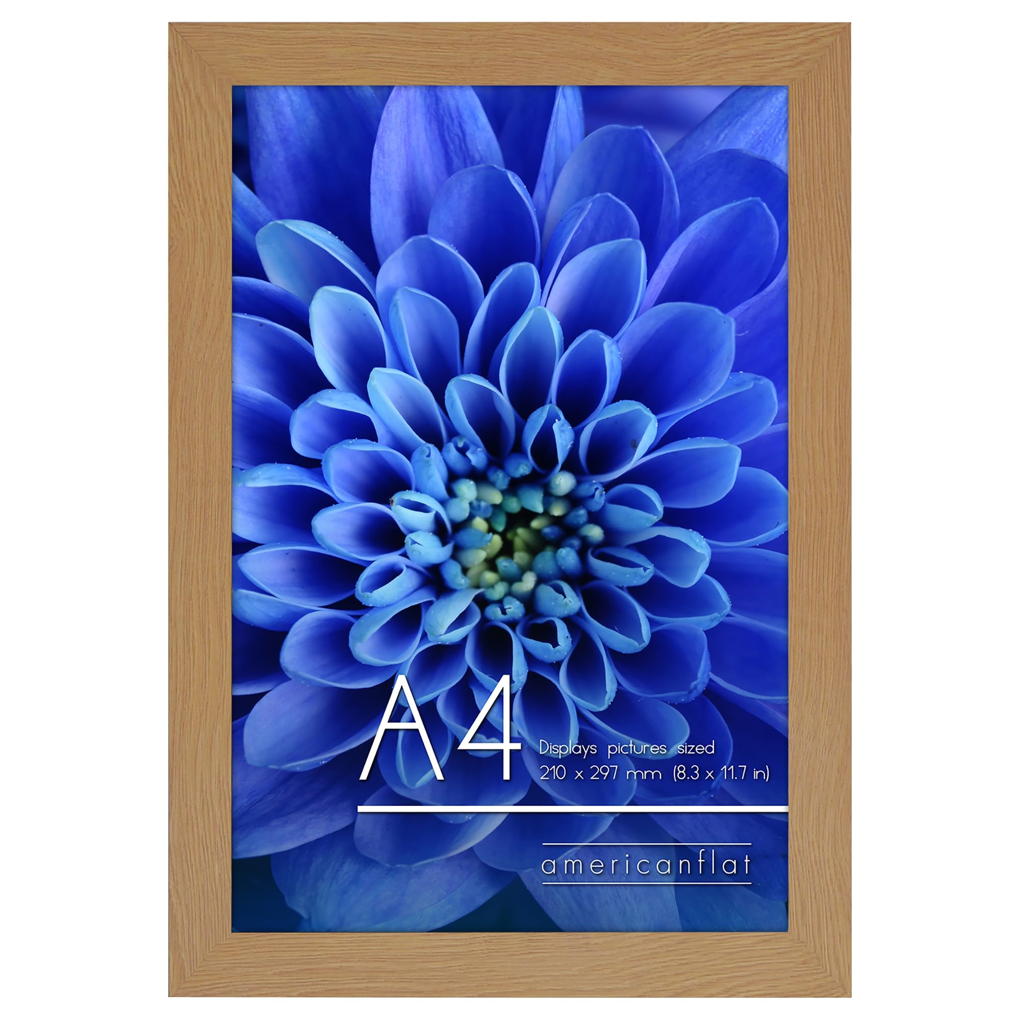 Americanflat A4 Picture Frame in Dark Oak - Engineered Wood with Shatter Resistant Glass - Horizontal and Vertical Formats for Wall and Tabletop