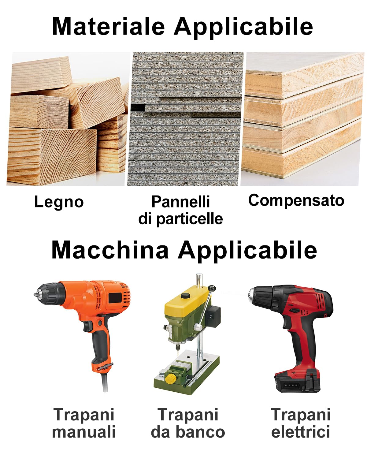 Set Svasatore Legno 6 Pezzi - Punte Per Trapano, Profondità Regolabile, Per Falegnameria - Foto 13