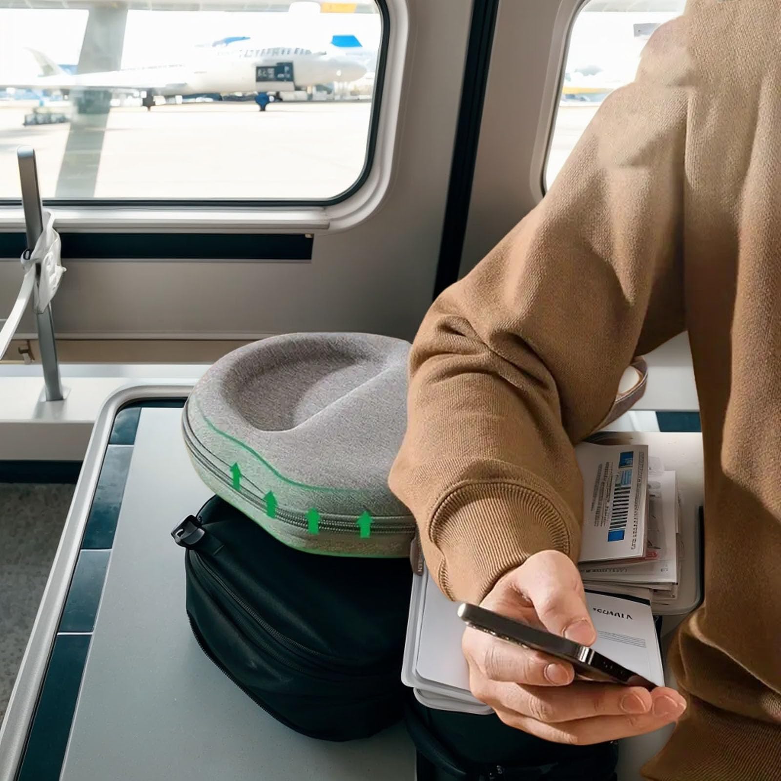 Custodia intelligente per AirPods Max, custodia da viaggio resistente e leggera, con cavo di ricarica integrato per Apple AirPods Max, protegge da graffi e urti (circolare)