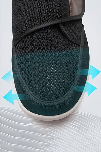 Miniatura 4 de ZUMEIJIA Zapatos de hombre para diabéticos de talla grande con fertilizantes, zapatos ajustables para hinchazón de pies, antideslizantes, doble