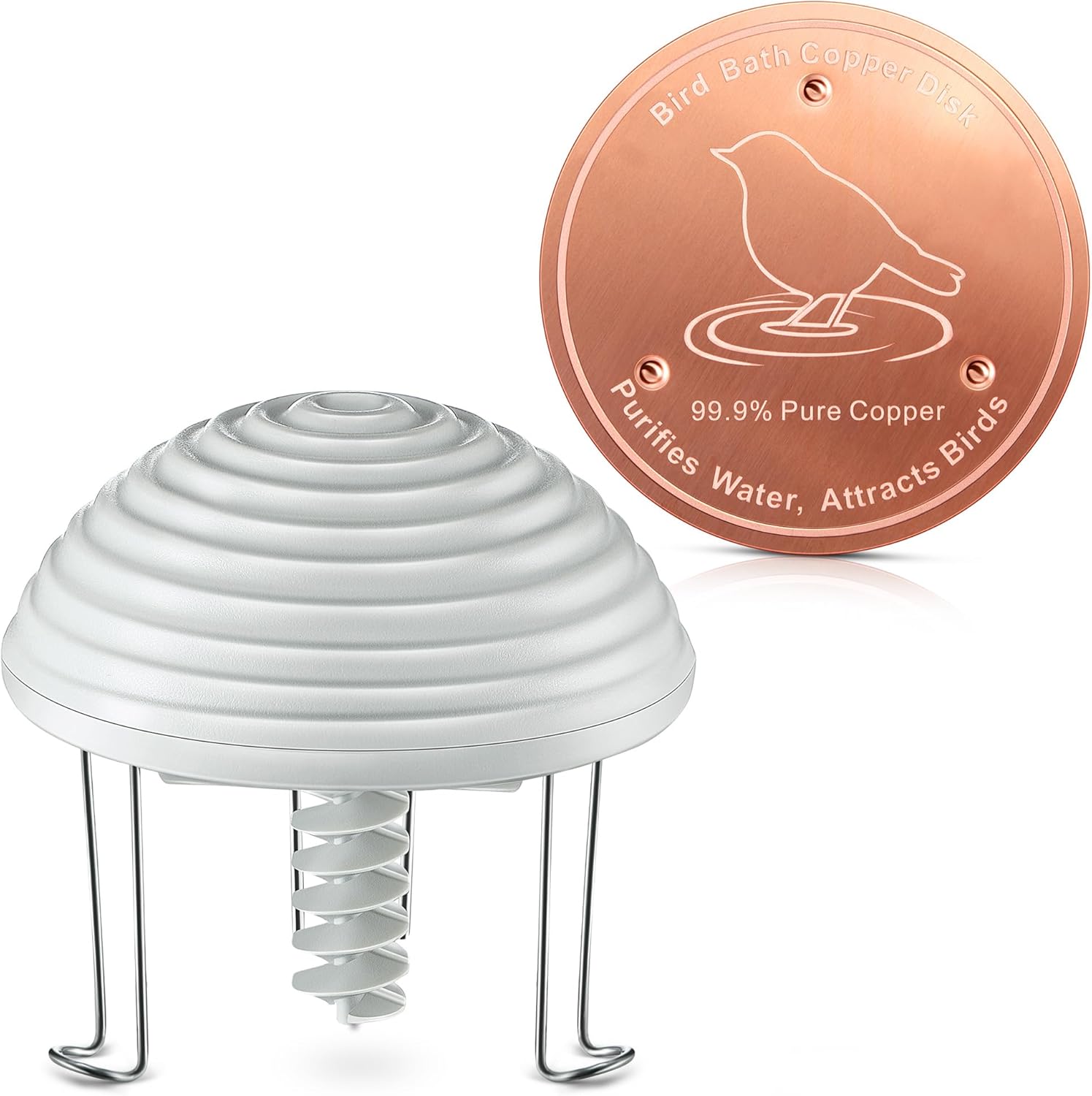 Hohean Bird Bath Water Circulator with 99.99% Pure Copper Disk, Battery Powered Birdbath Water Agitator for Safe, Clean Outdoor Birdbaths, Quiet & Waterproof All Season Use