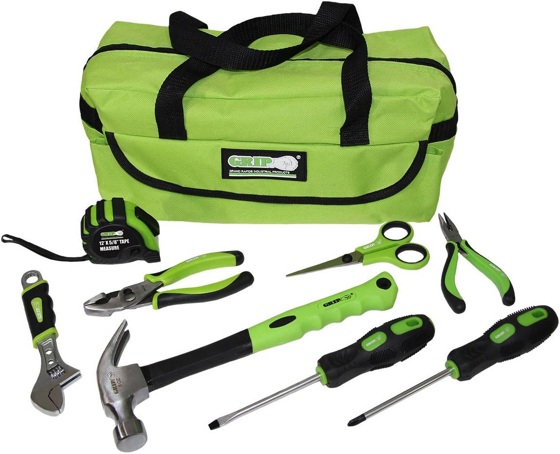 Grip 9 pc Lime Children's Tool Set, Kids Tools, Real Tools