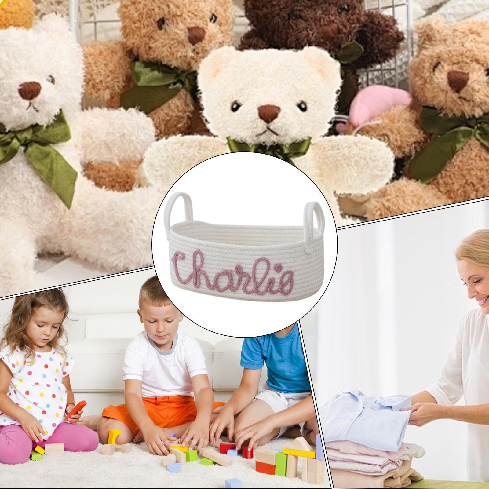 PandaEar Cesto In Corda Di Cotone Per Bambino, Cesto Regalo Per Bambino, Organizzatore Per Lenzuola Da Nursery Con Design Adorabile Di Orso Per Conservare Gli Essenziali Per Neonati (Marrone