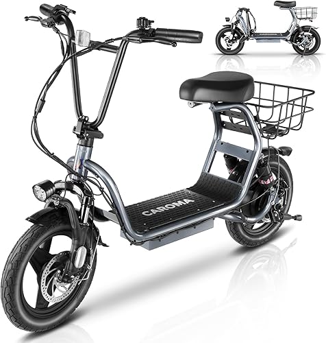 Caroma Peak 819W Electric Scooter with Seat, 14" Tire Electric Scooters for Adults, 48V Battery up to 25 Miles&20MPH, Foldable Adult Electric