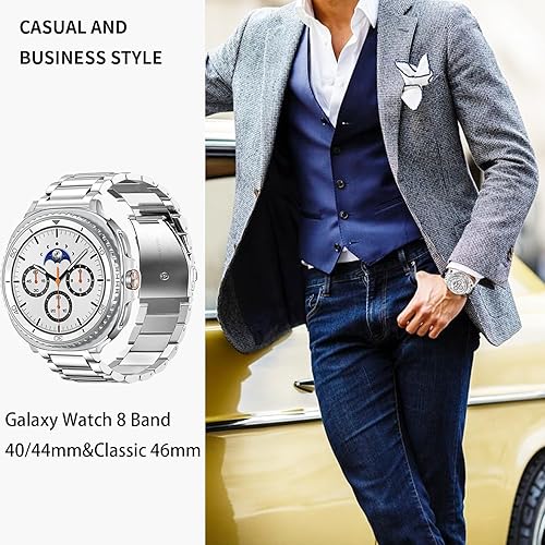 Vista 106 de GOLDTOLUCK Stainless Steel Band Compatible with Samsung Galaxy Watch 8 7 6 5 4 Classic FE Pro 40mm 44mm 46mm 43mm 47mm 45mm 42mm 20mm Men Women Negro