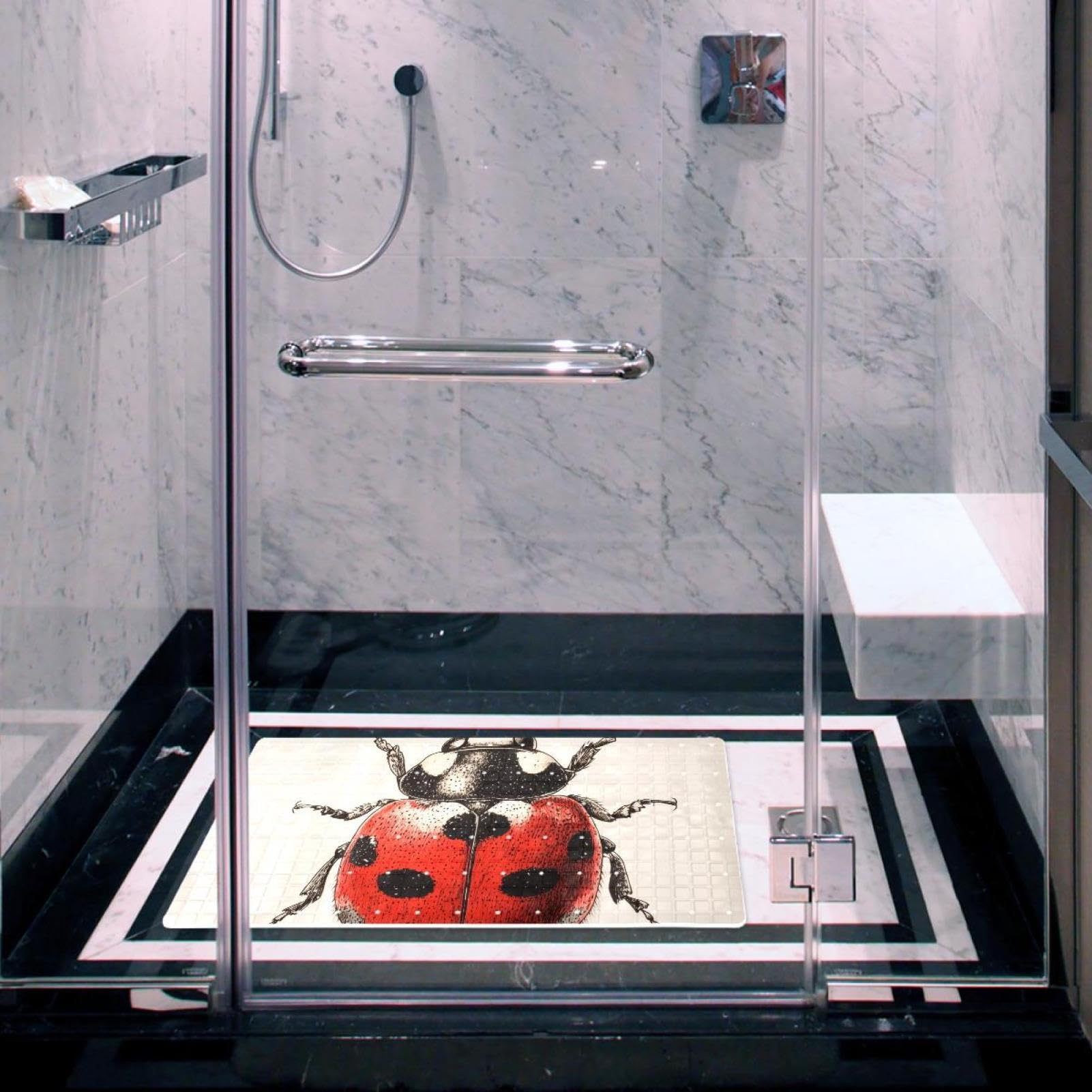 Art Ladybug Tapis de bain antidérapant rectangulaire avec ventouses Lavable en machine 40 x 70 cm