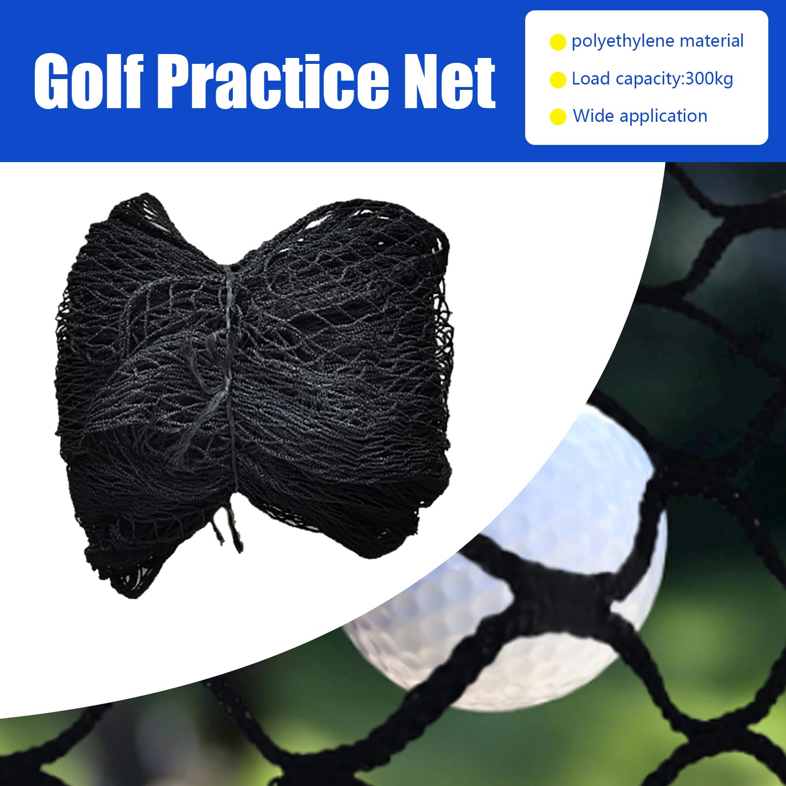 Siatka do ćwiczeń golfowych 3 m – siatka golfowa Driving do odboju, trening pola, siatka sportowa 3 x 3 m, zakres jazdy z tarczą celową, wytrzymały poliester, szybki montaż, w zestawie śledzie i torba