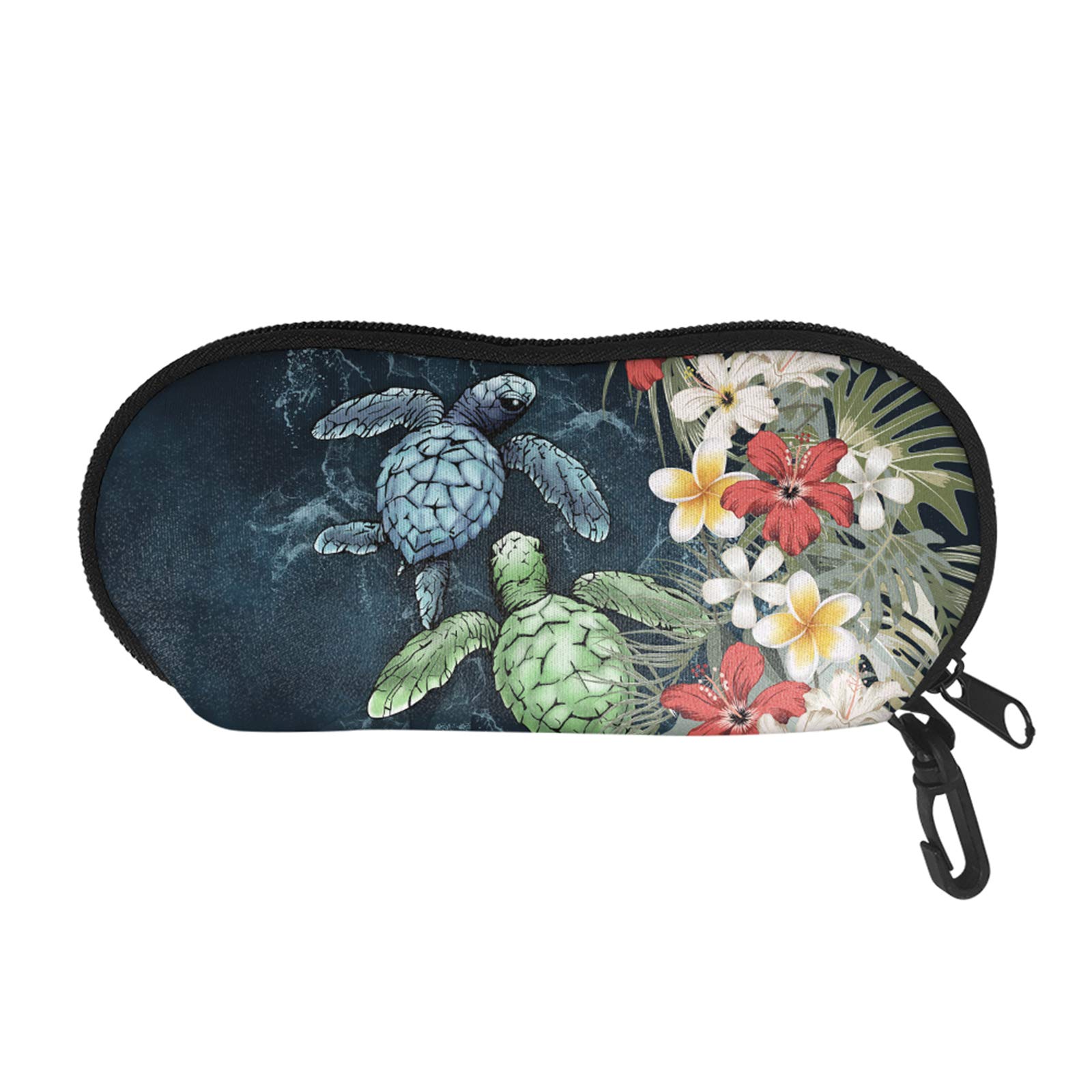 SEANATIVE Lightweight Sunglasses Pouch Storage Box Waterproof Polynesian Turtle Pattern Women Glasses Carry Bag with Belt Clip