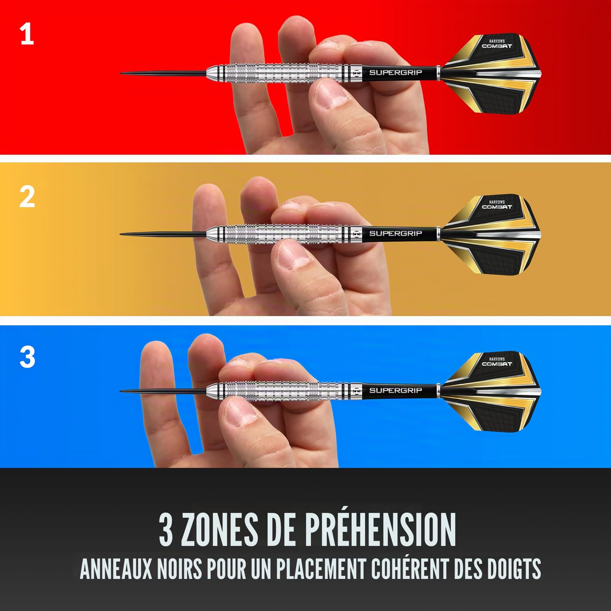 Harrows Jeu de fléchettes Combat 90% tungstène Pointe en Acier I 21 g à 30 g Tous Poids Disponibles I énorme Lot de 17 pièces avec tiges de Rechange, ailettes Prime et étui de Voyage