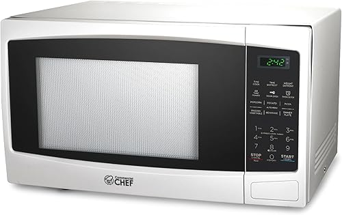Miniatura 1 de COMMERCIAL CHEF Microondas pequeño de 1.1 pies cúbicos para encimera con pantalla digital, microondas blanco y 10 niveles de potencia, excelente