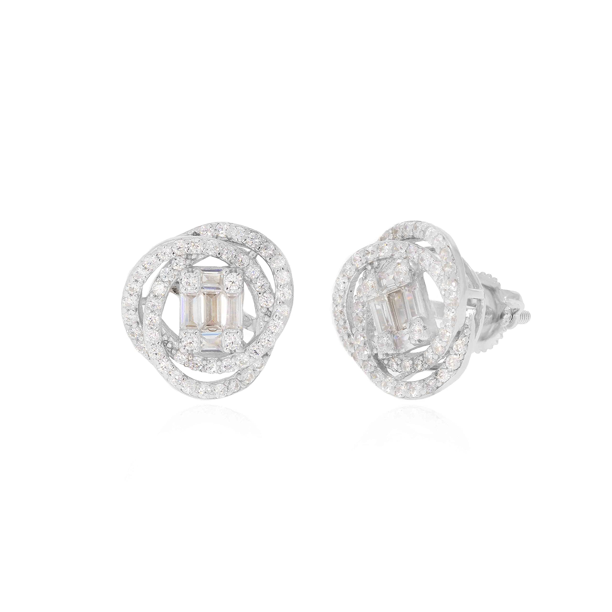 925 Sterling Fine Silver Screw back Earrings | Crystal Cubic Zirconia Gemstone| With Authenticity Certificate | Hallmark- IER000002 by ANAYRA