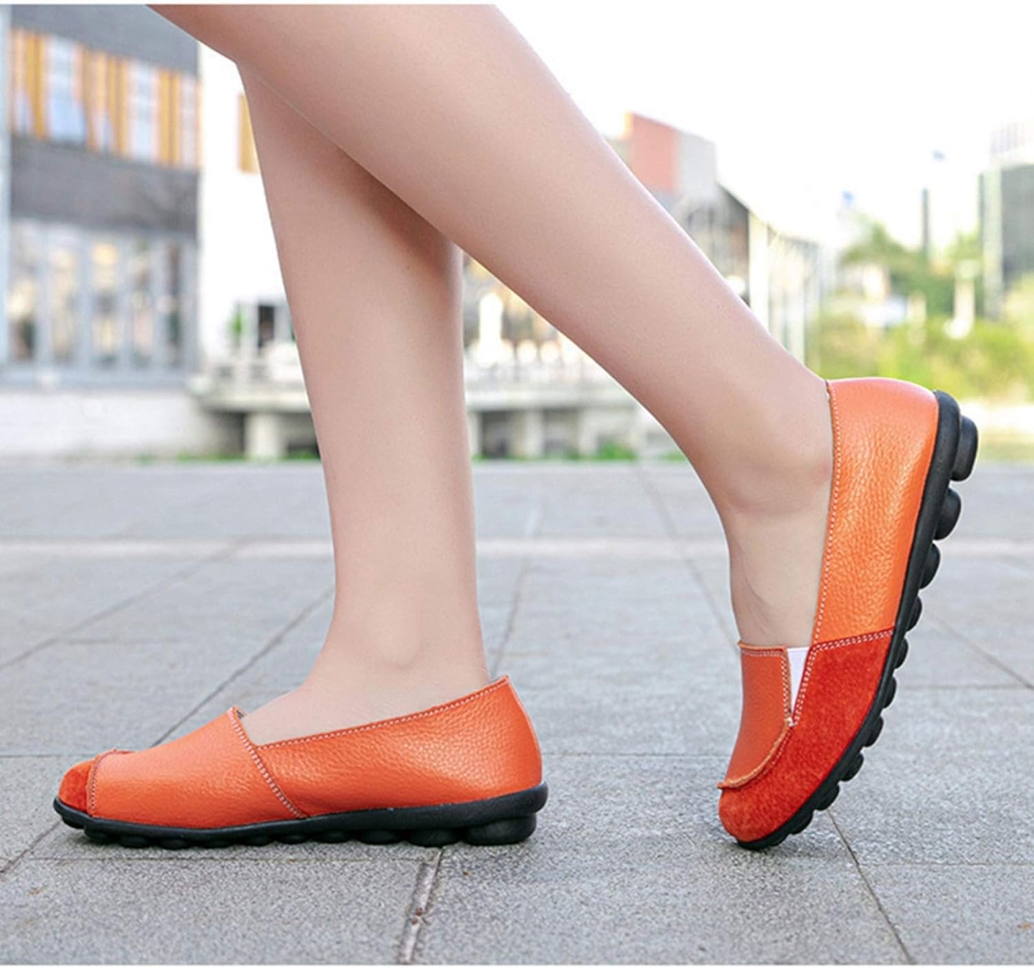 [PANLON] レディース モカシン ローファー パンプス フラットシューズ スリッポン 大きいサイズ ラウンドトゥ 柔らか 履き