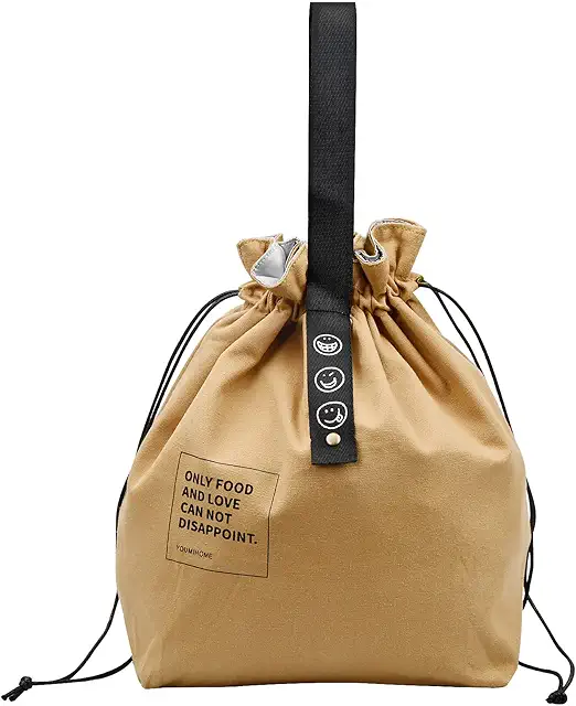 Sac Repas Isotherme 9L Brun - Sac à Déjeuner Portable en Coton pour École, Bureau, Voyage