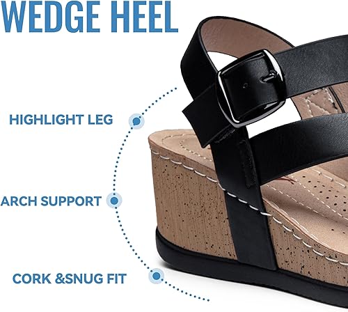 Vista 5 de Jeossy Sandalias de plataforma para mujer 835 cómodas sandalias de verano con hebilla y correa al tobillo