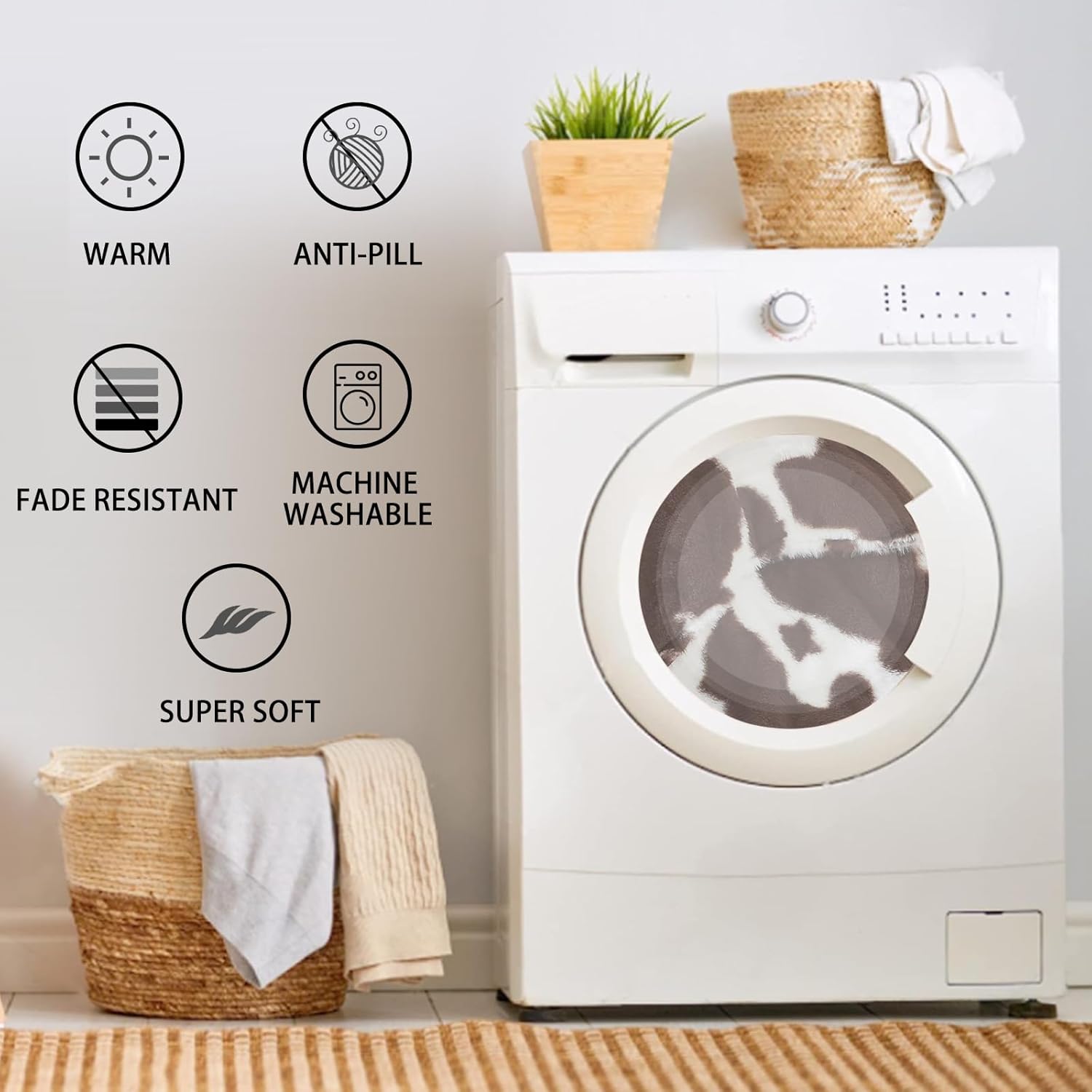 Softan Blanket Hoodie, Oversized Fleece Wearable Blankets for Women and Men Gifts, Cozy Warm and Soft Sweatshirt Blanket with Large Pocket, Brown Cow Print - Image 8