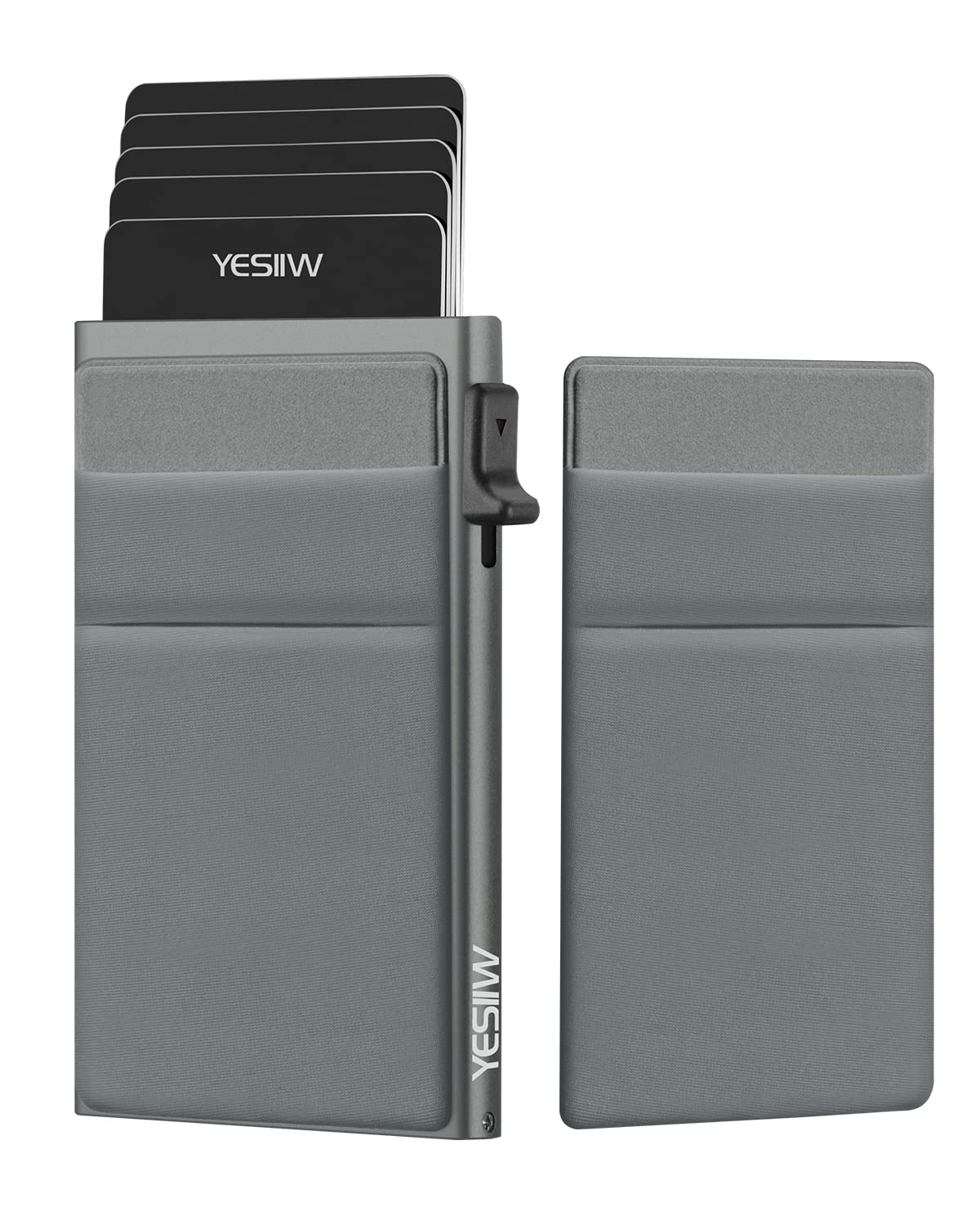 YESIIW Auto Pop up Credit Card Holder with Money Pocket Minimalist Business Card Wallet RFID Blocking for Men Smart Slim Aluminum Metal Debit Card