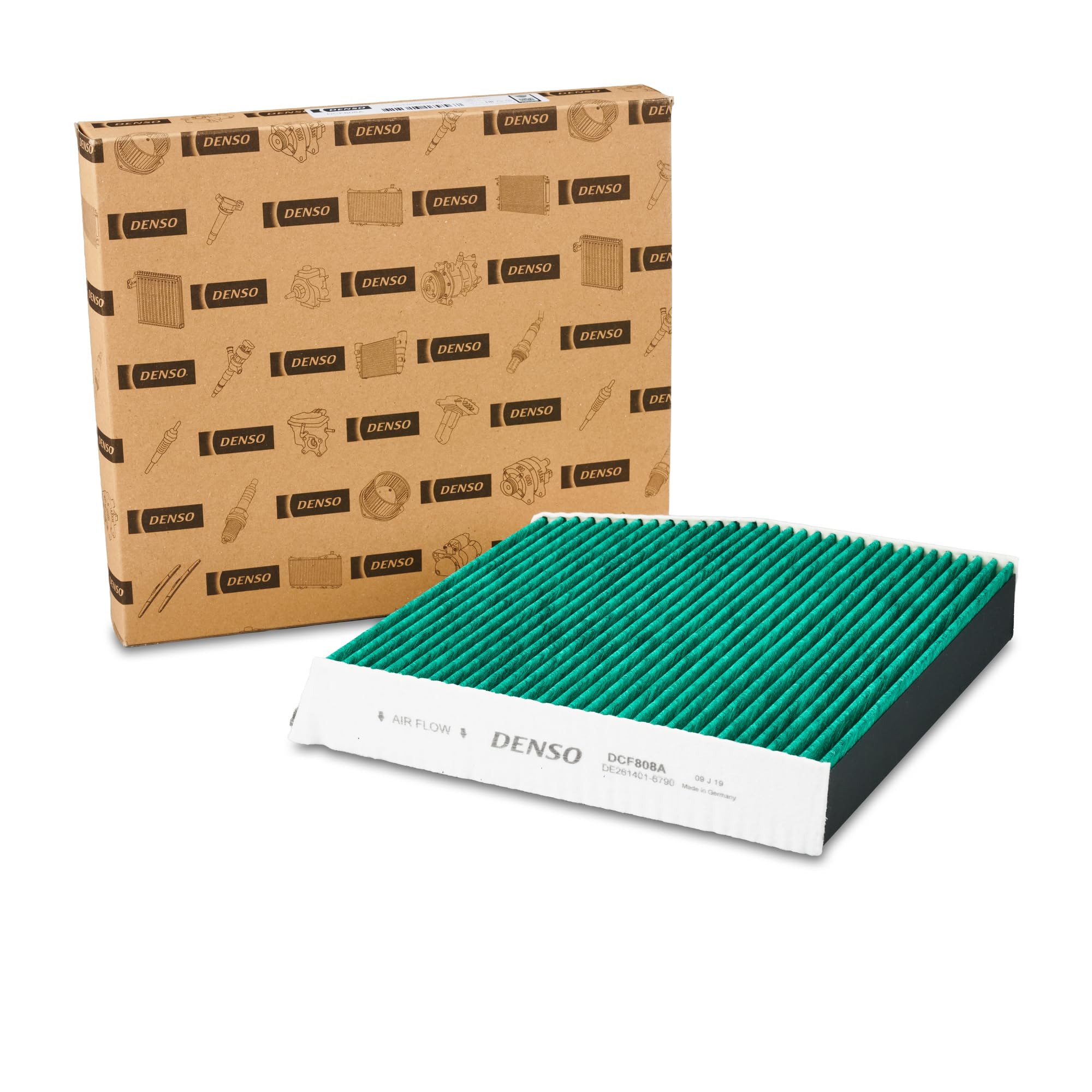 Filtro de habitáculo DENSO ClearAir+ (Referencia DCF808A) Filtración de 5 capas con protección antibacteriana, elimina hasta el 99% de bacterias y virus