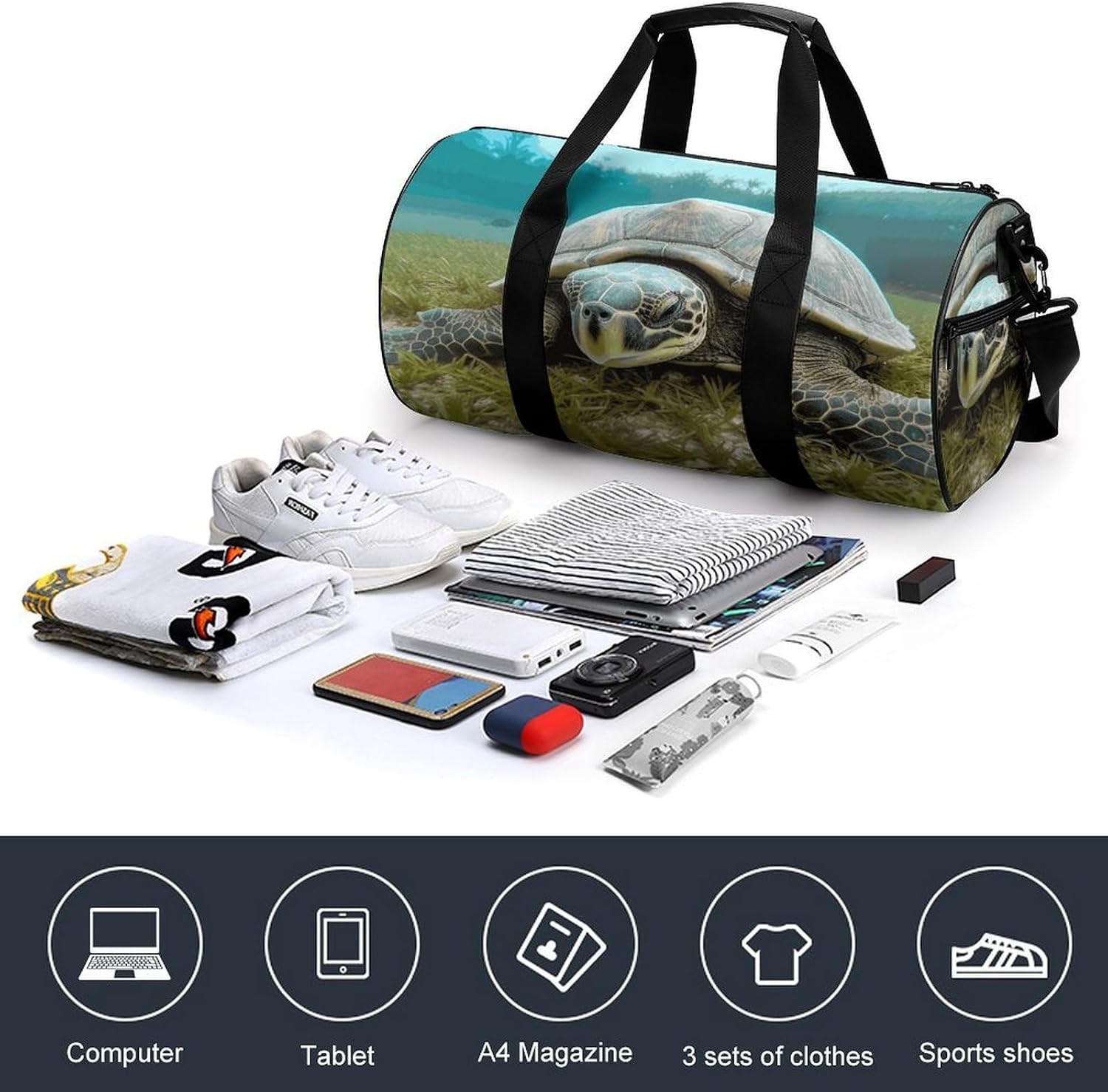 Big Tortoise Gym Bag Duffle Bags Weekender Overnight Bag image 4