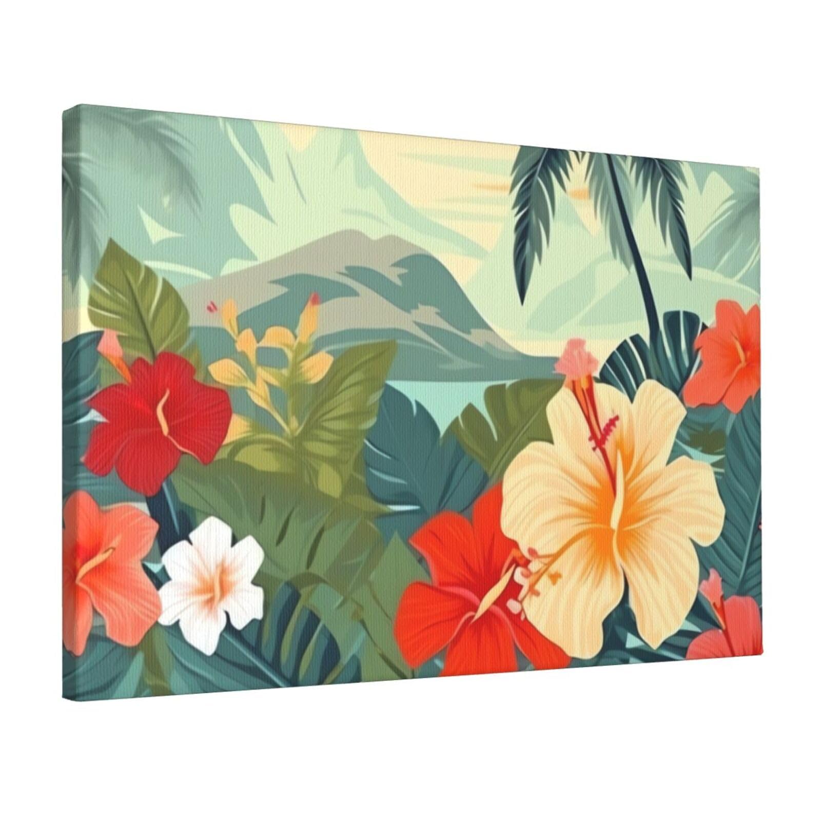 KLOPH summer hawaiian Canvas Wall Art for Living Room 12"x18" Modern Artwork Painting for Bathroom Hanging Canvas Prints Aesthetic Wallart for Bedroom Kitchen Office Wall Decor