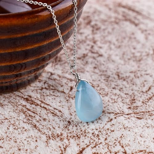 Miniatura 7 de OdrillionGems Collar con colgante de gotas de piedras preciosas naturales, plata de ley 925, hecho a mano, cristales curativos de chakras, piedra