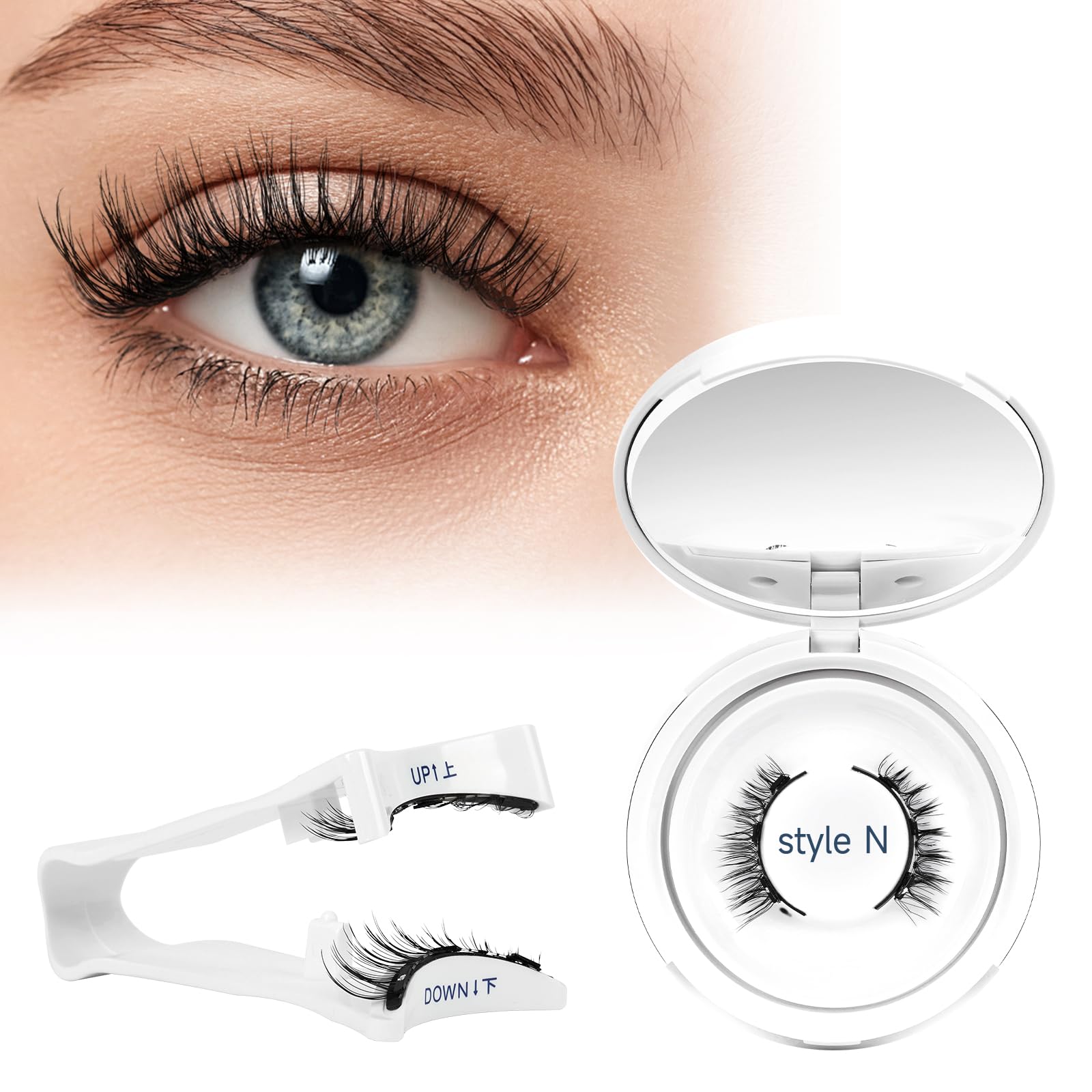 Higu Clace Ciglia Finte Magnetiche Con Applicatore, Non Richiedono Colla, Naturali E Realistiche, Facili Da Applicare E Rimuovere (Style-N8)
