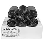 Aluf Plastics High Density Trash Bags, 16 Gallon, 1000 Count, 6 Micron (eq), 24 x 33, Black, for Bathroom, Office, Industrial, Commercial, Janitorial, Municipal, Recycling