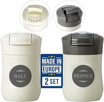 Crystalia Travel Salt and Pepper Shakers ، مجموعة دليل الرطوبة 2 ، BPA Free Plastic Mini Salt Shakers with Lid ، Outdoor Kitchen Camping Travel Spice Seasoning Set