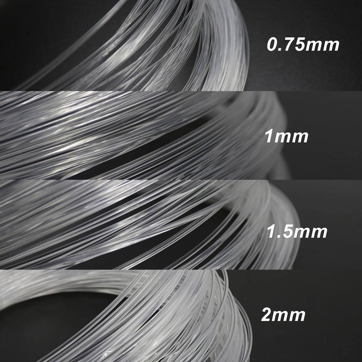 AZIMOM PMMA Glasfaserkabel, 1 mm, 1500 m, Kunststoffende, leuchtend, Glasfaserkabel für Glasfaser-Sternlicht-Kits, Projekte, Twinkle, Sternenhimmel, Decken-Dachhimmel-Dekoration