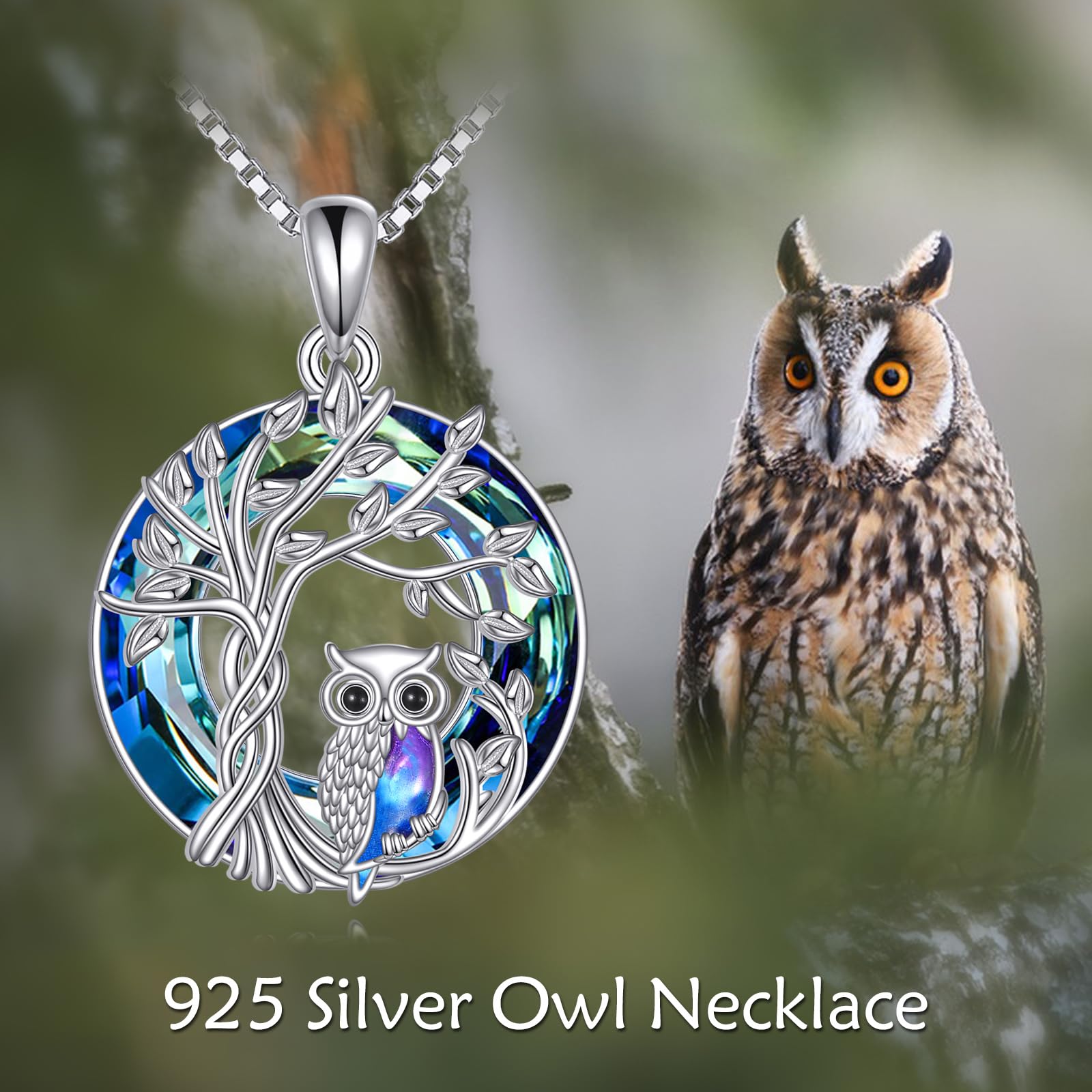 POPLYKE Kristall Anhänger Halskette 925 Sterling Silber Schmuck für Damen Herren