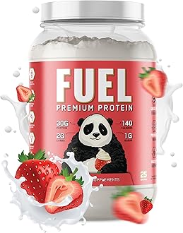 Underground Bio Labs Panda Fuel Premium Protein Whey,Hydrolyzed Collagen,Casein,Probiotics, Enzymes, Keto Friendly,Time Release, 25 Servings (2.5 Pound, Strawberries & Cream)