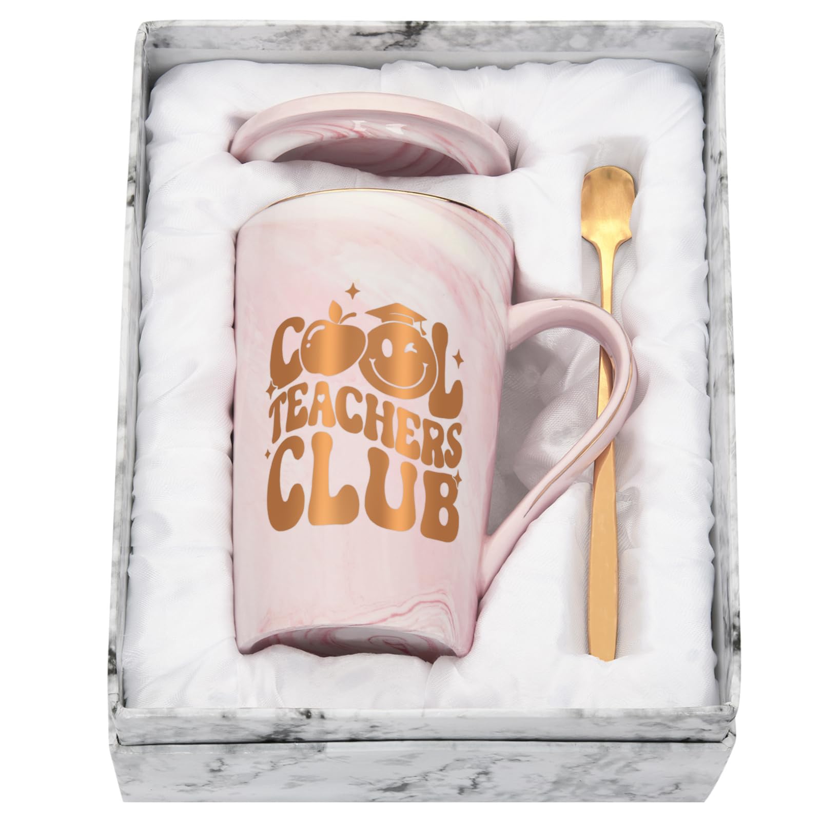 Joymaking Teacher Gifts Coffee Mug Best Teacher Gift for Birthday Christmas Thank You Gifts for Teachers Mug End of Term Present - Cool Teachers Club, 14 oz Pink