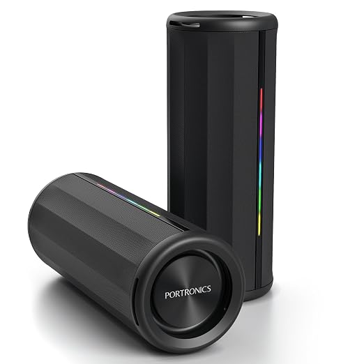 Portronics Nova 40W Portable Bluetooth Speaker with Dual Passive Radiator, Upto 5 Hours Playtime, RGB LED Lights, Bluetooth 5.3V, TWS Mode, Handsfree Calling, USB/AUX in Port, Type C Charging(Black)