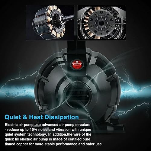 Miniatura 8 de Bomba de aire eléctrica para colchonetas inflables de gimnasia, rodillo de aire, spot de aire, barril de aire de gimnasia, yoga, Tumble, tapete de