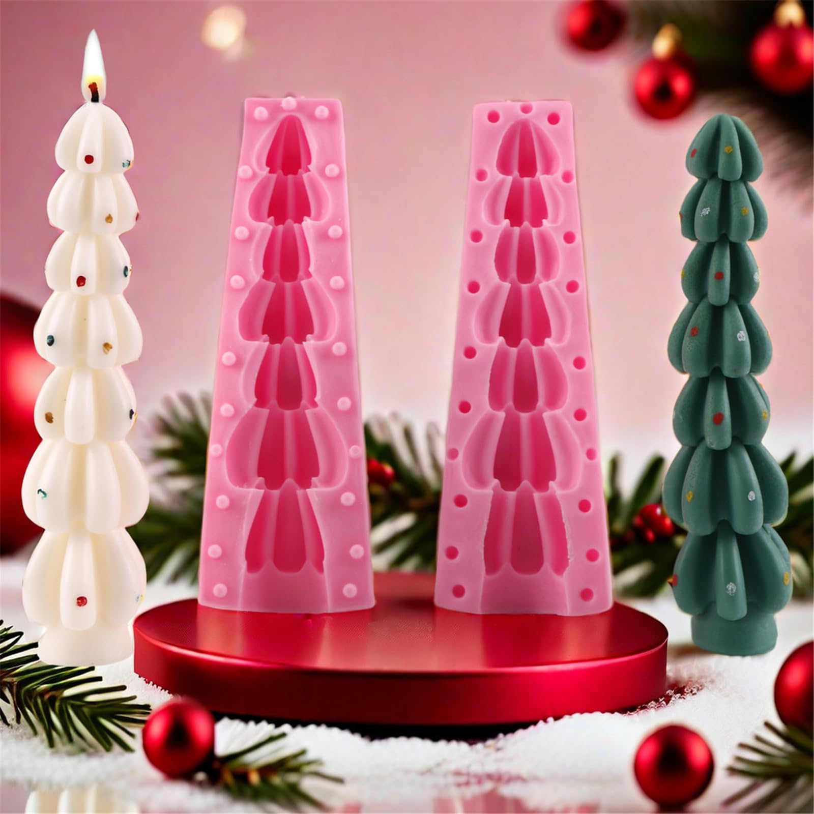 Moldes de silicona 3D en forma de árbol de Navidad para velas, decoración navideña, moldes temáticos para hacer resina epoxi