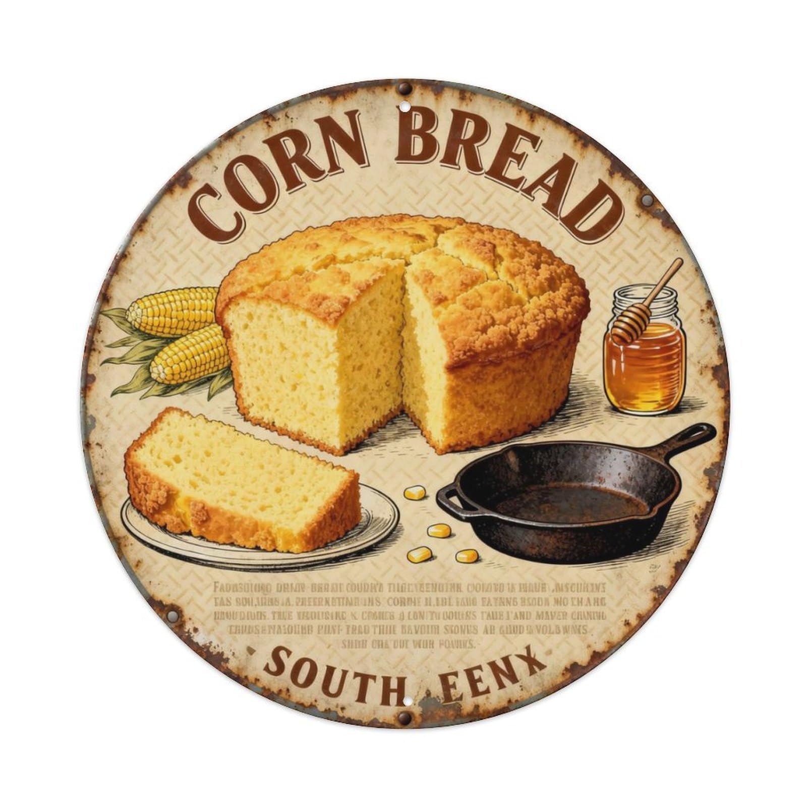 CORN BREAD Metal Tin Sign Plaque