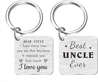 Uncle Keychain, Best Uncle Ever Gifts, I Love My Uncle Birthday Gift Ideas, Fun Fathers Day Present for Favorite Uncle from Niece and Nephew, Thank You Our Uncle Christmas Key Chain for Men